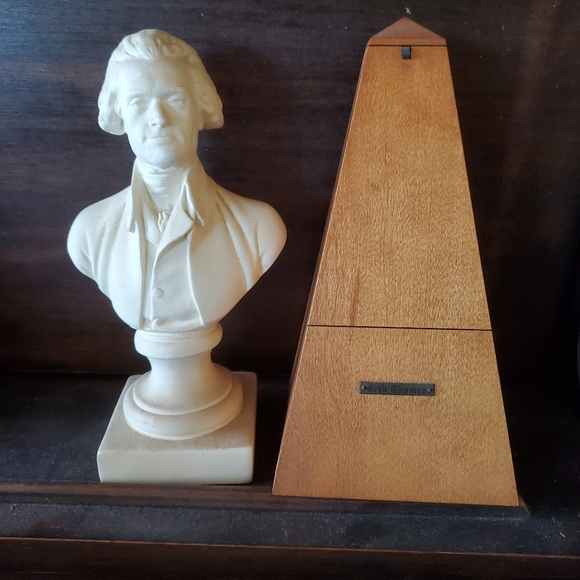 Vintage Thomas Jefferson Bust 8" by ALVA & Seth Thomas Metronome - Picture 2 of 6